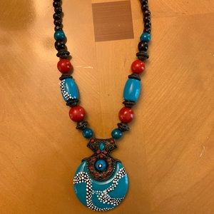 One of a kind, hand painted beaded necklace!